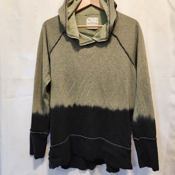 Raw Earth Wild Sky Sweatshirt Women's M Green/Black Top Stitch Raw‎ Hem Hooded - Picture 1 of 8